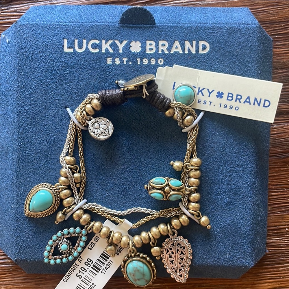 Lucky Brand vintage turquoise and gold bracelet